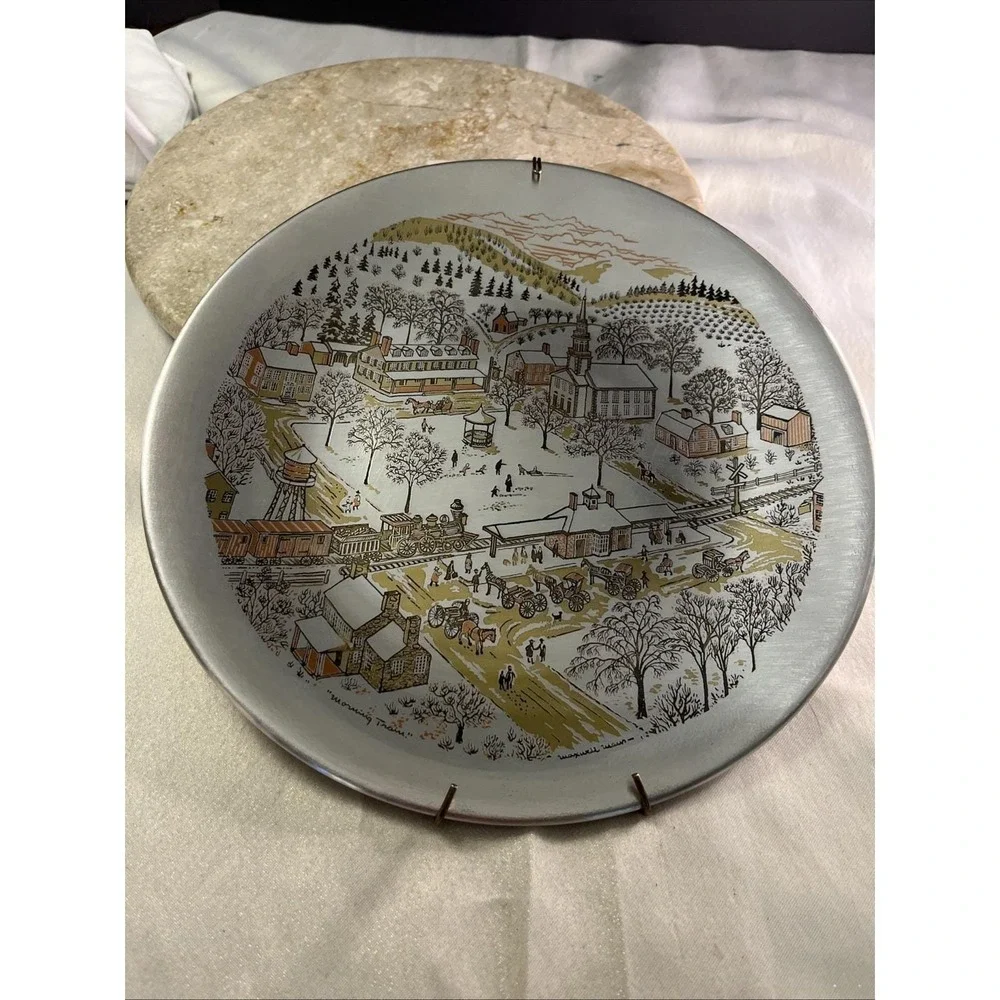 1976 Reed & Barton Damascene Christmas Morning Train Ltd Copper, Bronze, Silver
